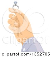 Clipart Of A Mans Hand Holding An Engagement Ring Royalty Free Vector Illustration by BNP Design Studio