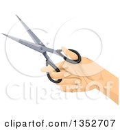 Clipart Of A Hand Holding Shiny Scissors Royalty Free Vector Illustration
