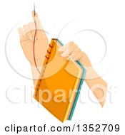 Clipart Of Hands Binding A Book Royalty Free Vector Illustration