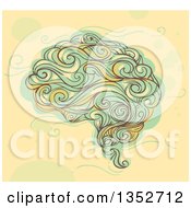 Poster, Art Print Of Sketched Human Brain In Whimsical Swirl Style