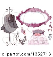 Poster, Art Print Of Black Pink And Purple Bedroom Chic Items