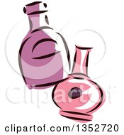 Clipart Of Sketched Pink And Purple Bottles Royalty Free Vector Illustration