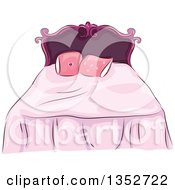 Clipart Of A Sketched Pink And Purple Bed Royalty Free Vector Illustration by BNP Design Studio