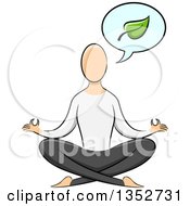 Poster, Art Print Of Sketched Yoga Practicioner On The Lotus Pose Talking About A Leaf