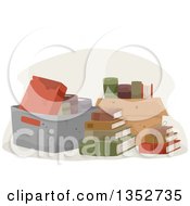 Clipart Of Boxes Of Old Books Royalty Free Vector Illustration