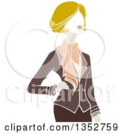 Clipart Of A Blond Parisian Business Woman Posing Royalty Free Vector Illustration