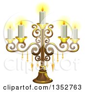 Poster, Art Print Of Gold Candelabra With Candles