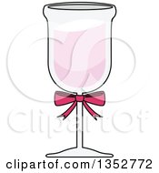 Clipart Of A Glass Of Champagne With A Pink Bow Royalty Free Vector Illustration by BNP Design Studio
