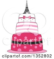 Poster, Art Print Of Pink Parisian Cake With An Eiffel Tower Topper