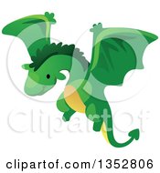 Poster, Art Print Of Cute Flying Green Dragon