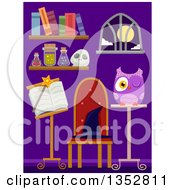 Poster, Art Print Of Purple Room With Wizard And Witchcraft Items