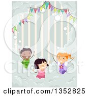 Poster, Art Print Of Children Playing At A Foam Party