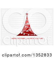 Poster, Art Print Of Merry Christmas And Happy New Year Greeting Under A Red And White Tree Over Stripes