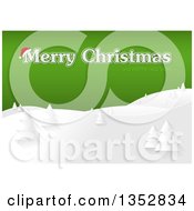 Poster, Art Print Of Merry Christmas And Happy New Year Greeting With A Santa Hat Over Gold And Snowy Hills With Evergreens