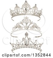 Poster, Art Print Of Princess Tiaras With Pearls Hearts And Diamonds