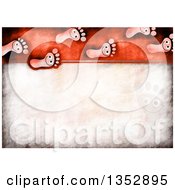 Clipart Of A Red Distressed Background Of Happy Feet Royalty Free Illustration