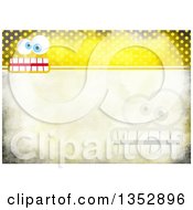 Poster, Art Print Of Background Of Funny Faces Over Yellow Distressed Polka Dots