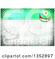 Poster, Art Print Of Background Of Funny Faces Over Gray And Green Distressed Polka Dots