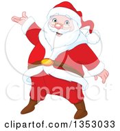 Poster, Art Print Of Cartoon Jolly Christmas Santa Claus Presenting