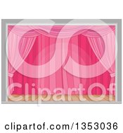 Clipart Of A Stage With Pink Curtains And A Spotlight Royalty Free Vector Illustration
