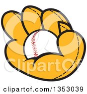Poster, Art Print Of Cartoon Baseball In A Glove