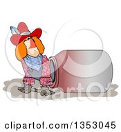Poster, Art Print Of Rodeo Clown Climbing Out Of A Barrel