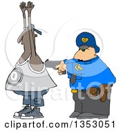 Clipart Of A Cartoon Police Officer Arresting A Man Royalty Free Vector Illustration