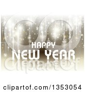 Clipart Of A Happy New Year Greeting Over A Reflective Sparkle Background Royalty Free Vector Illustration