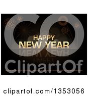 Clipart Of A Happy New Year Greeting And Line Of Text Over A Firework Background Royalty Free Vector Illustration by dero
