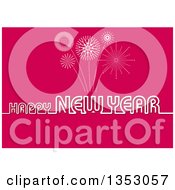 Clipart Of A Happy New Year Greeting Over A Pink Firework Background Royalty Free Vector Illustration