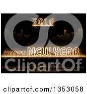 Clipart Of A Happy New Year 2016 Greeting And Text In Different Languages Over A City Background Royalty Free Vector Illustration