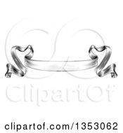 Clipart Of A Black And White Engraved Woodcut Vingage Ribbon Banner Royalty Free Vector Illustration