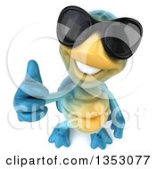 Clipart Of A 3d Blue Tortoise Wearing Sunglasses And Holding Up A Thumb On A White Background Royalty Free Vector Illustration by Julos