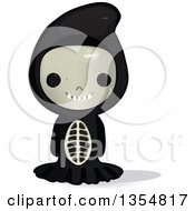 Poster, Art Print Of Kid In A Skeleton Halloween Costume