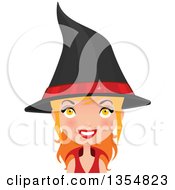 Clipart Of A Red Haired Witch Woman Smiling Royalty Free Vector Illustration by Melisende Vector