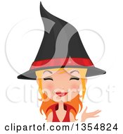 Poster, Art Print Of Happy Red Haired Witch Woman Presenting