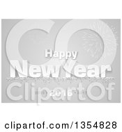 Poster, Art Print Of 3d White Happy New Year 2016 Greeting And Firework Over Gray