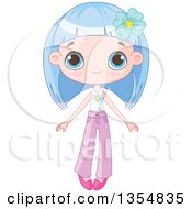 Clipart Of A Caucasian Girl With Blue Hair And Eyes Royalty Free Vector Illustration