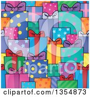 Poster, Art Print Of Seamless Background Pattern Of Colorful And Patterned Gifts