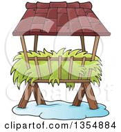 Poster, Art Print Of Cartoon Hay Rack Feeder In The Snow