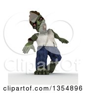 3d Zombie Character Walking On A Shaded White Background
