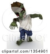 Poster, Art Print Of 3d Zombie Character Being Scary On A Shaded White Background
