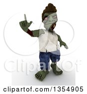 Poster, Art Print Of 3d Zombie Character Holding Up A Finger On A Shaded White Background