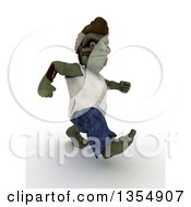 Poster, Art Print Of 3d Zombie Character Speed Walking On A Shaded White Background