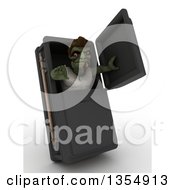 3d Zombie Character Reaching Out From A Coffin On A Shaded White Background