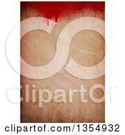 Poster, Art Print Of Halloween Background Fo Blood Splatters Over Crinkled Antique Paper