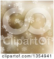 Poster, Art Print Of Gold Snowflake Winter Or Christmas Background With Shining Stars