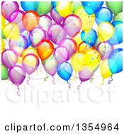 Poster, Art Print Of Colorful Party Balloon And Confetti Background Over Text Space