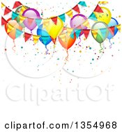 Background Of Colorful Party Balloons Confetti And Bunting Banners
