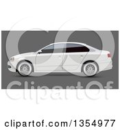 Poster, Art Print Of White Sedan Car With Dark Window Tint On Gray